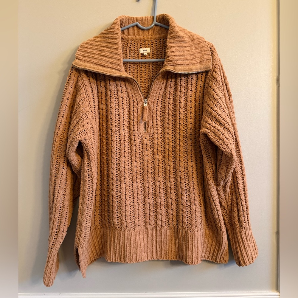 Aerie Cable Car quarter zip sweater, small, like new